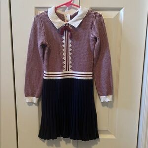 Hope & Henry Charming Burgundy and Navy Kids Dress